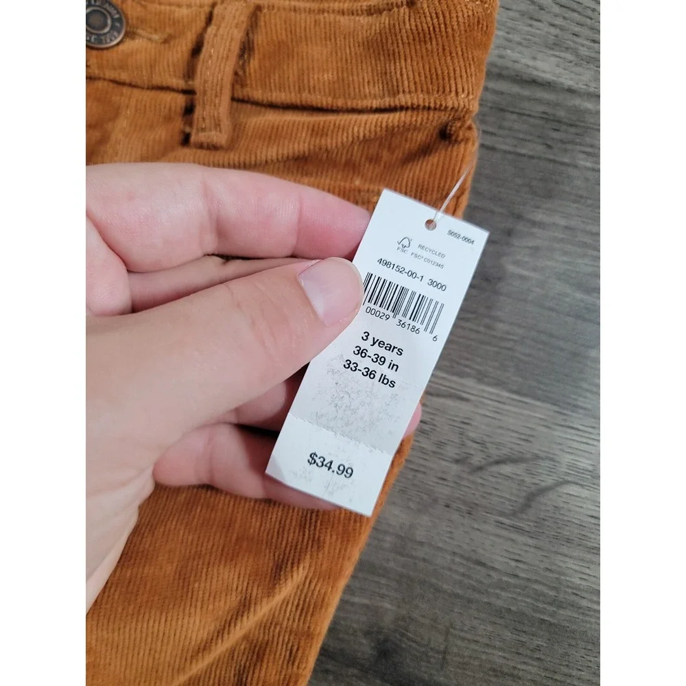Baby Gap Corduroy Pants Size 3T Aztec Brown Skinny Fit High Stretch Girls NWT